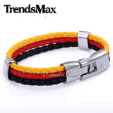 World Cup National Flags Sports 3 Strands Rope Braided Surfer Leather Bracelets