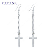 Gold plated dangle long earrings for women top quality cross with a CZ diamond