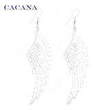 Gold plated dangle long earrings with top quality big wing for women