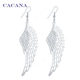 Gold plated dangle long earrings with top quality big wing for women