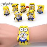 3D Eye Despicable Me minion Cartoon watch Precious Milk Dad Cute Children clock Baby kid Quartz Wrist Watches