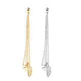 Tassel Chains Leaf Pendant Ear Cuff Elegant Women Girls Clip Stud Earring