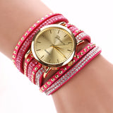 8 Colors Luxury brand Casual Leather Crystal Rivet Bracelet Watch