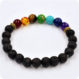 Muti-color Beads Lava 7 Chakra Healing Balance Rhinestone Bracelet for Men