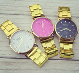 Hot Fashion Gold Watch Luxury Geneva Brand Full Steel Casual Quartz Couple Wristwatches