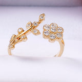 14k Gold Plated Adjustable Flower Ring