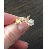 14k Gold Plated Adjustable Flower Ring