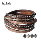 Wrap leather bangle charm winter bracelet women jewelry