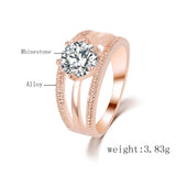 Austrian Crystal Gold Silver Plated Flower Engagement Ring for Women