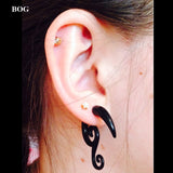 Pair Black Acrylic Fake Cheater Twist Spiral Ear Taper Gauges Expanders Earring Tunnel Plugs Piercing Body Jewelry