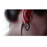 Pair Black Acrylic Fake Cheater Twist Spiral Ear Taper Gauges Expanders Earring Tunnel Plugs Piercing Body Jewelry