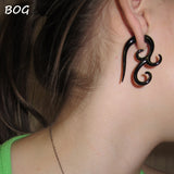 Pair Black Acrylic Fake Cheater Twist Spiral Ear Taper Gauges Expanders Earring Tunnel Plugs Piercing Body Jewelry