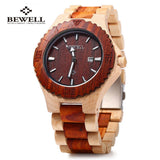 Wooden Quartz Watch for Men Calendar Luminous Pointers Waterproof Dress Watches