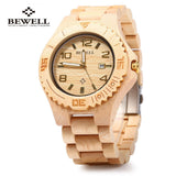 Wooden Quartz Watch for Men Calendar Luminous Pointers Waterproof Dress Watches