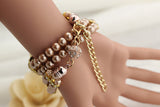 Bracelet Watch Women Ladies Fashion Quartz Clock Flower Imitation Pearl Chain Wrist Watches