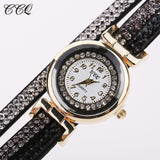 New Fashion Casual Quartz Rhinestone Watch Braided Leather Bracelet