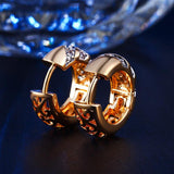 Classic Design Small Round Loop 18K Rose Gold Plated Diamond Hoop Earrings for Women