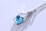 Creative Love Drift Bottles Blue Heart Crystal Pendant Necklace