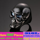 Men's Biker Stainless Steel Ring Fashion Black Skull Cool Man Finger Rings