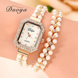 Women Bracelet Watch Women Gold Pearl Jewelry Steel Wristwatch