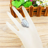 Vintage Look Tibetan Alloy Antique Silver Plated Oval Turquoise Ring