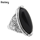 Vintage Look Tibetan Alloy Antique Silver Plated Oval Turquoise Ring