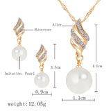 Fashion Necklace Earrings Crystal Gold Silver Plated Big Simulated Pearl Wedding Party Jewelry Sets For Women