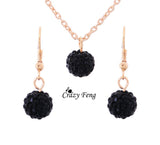 Fashion women Jewelry Sets Rhinestone ball Necklace Earrings Dangle Pendants18K Gold Plated Crystal