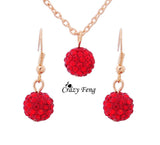 Fashion women Jewelry Sets Rhinestone ball Necklace Earrings Dangle Pendants18K Gold Plated Crystal