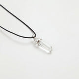 Hexagonal Column Natural Crystal Pendant Leather Chains Necklace