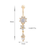 18K Gold Plated Dangle Flower Crystal Button Rings Sexy Body Piercing