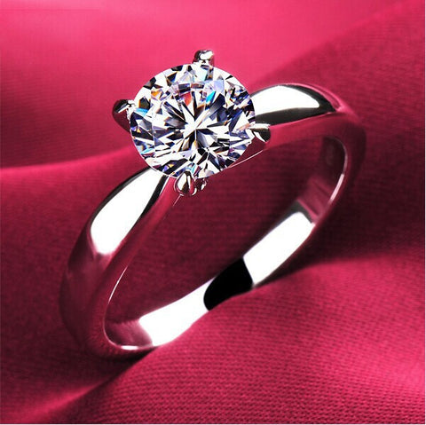 1.2 carat 4 claws CZ diamond Engagement Rings for women 18K platinum plated