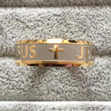 Titanium Steel gold plated jesus cross ring