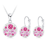 New Austrian Crystal Jewelry Set for Women 18K Rose Gold Plated Round Style Pendant/Earrings Sets