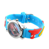 New Fashion Rubber Blue Cartoon Child Boys Kid Chilren Analog Quartz Spider Man Marvel Wrist Watch