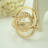 Harry Potter Time Turner Necklace Rotating Spins Gold Hourglass