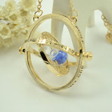 Harry Potter Time Turner Necklace Rotating Spins Gold Hourglass