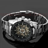 Luxury Luminous Automatic Mechanical Skeleton Dial Stainless Steel Band