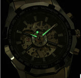 Luxury Luminous Automatic Mechanical Skeleton Dial Stainless Steel Band