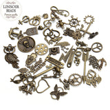 Mixed 50pcs/Lot Assorted Carved Beads Metal Alloy Pendant Plated Antique Bronze Charms Pendants