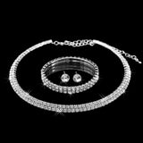 Rhinestone Crystal Choker Necklace Earrings and Bracelet Wedding Jewelry Sets