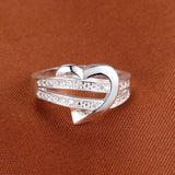 Stainless Steel Heart Female Zircon Engagement Ring