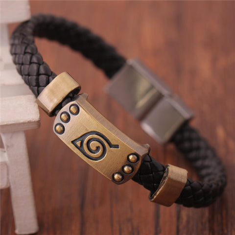 Naruto Leaf Mark Brown Wristband Cosplay Bangle For Anime Fan