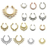 Crystal Fake Septum Nose Ring Piercing Clip for women