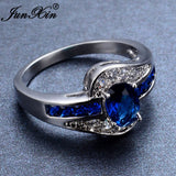 Unique Sapphire Jewelry Blue Oval Zircon Stone Ring