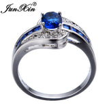 Unique Sapphire Jewelry Blue Oval Zircon Stone Ring