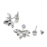 Gold and Silver Plated Leave Crystal Stud Fashion Earrings for Women