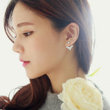 Gold and Silver Plated Leave Crystal Stud Fashion Earrings for Women