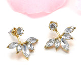 Gold and Silver Plated Leave Crystal Stud Fashion Earrings for Women