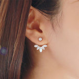 Gold and Silver Plated Leave Crystal Stud Fashion Earrings for Women